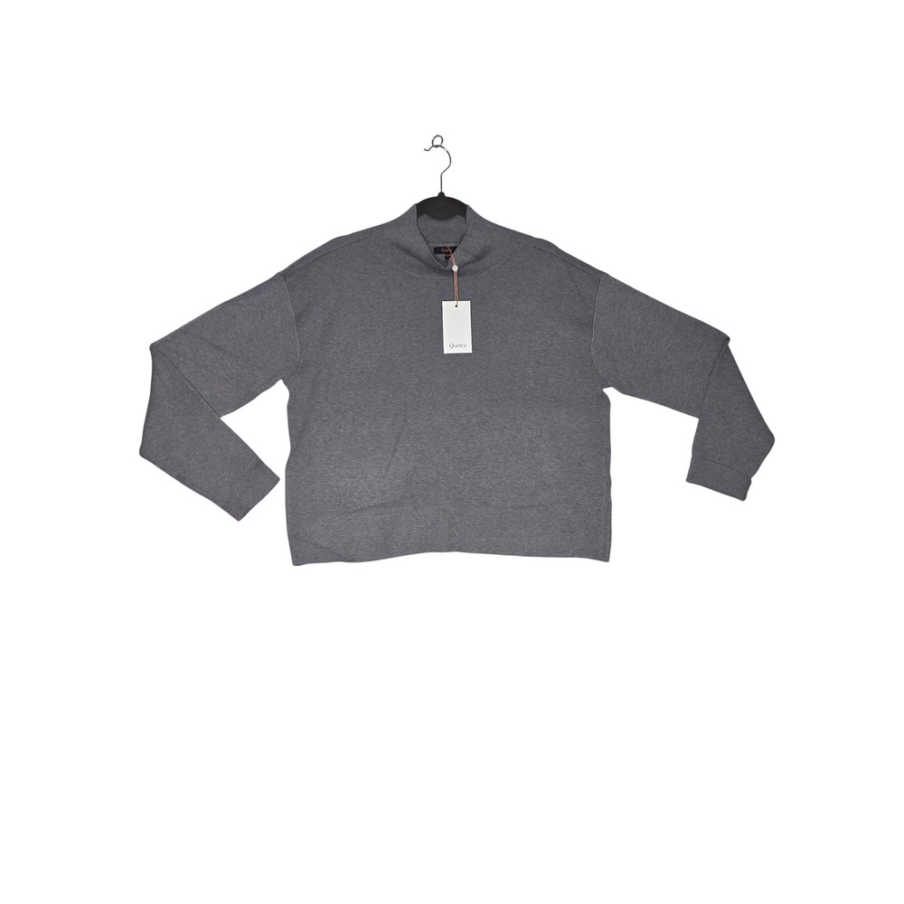 Quince EcoKnit Milano Mock Neck Sweater Heather CharcoalGrey Small NEW! Soft